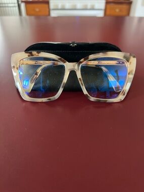 Diff Eyewear Clear Tortoise Square Blue Light Glasses
